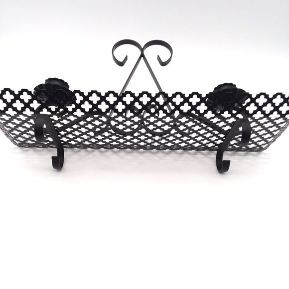 Mesh Candle Holder Centerpiece VTG Black Metal Candleabra HOMCO Votive Holder - Picture 6 of 8